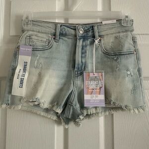 Wax Jean Women's Faded Blue Distressed Shorts